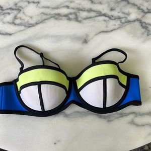 Large blue and yellow triangl bikini top